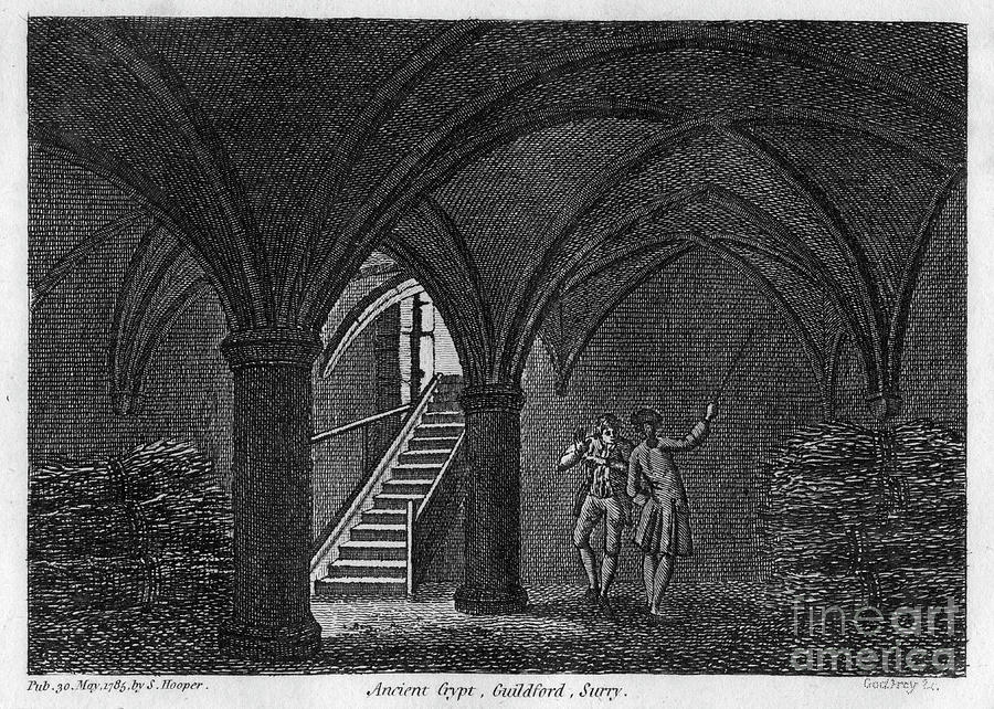 Ancient Crypt, Guildford, Surrey, 1785 Drawing by Print Collector