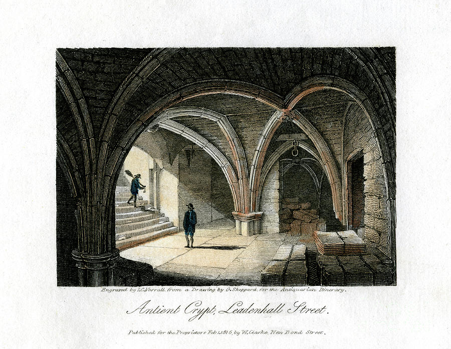 Ancient Crypt, Leadenhall Street, City Drawing by Print Collector
