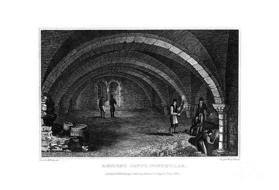 Ancient Crypt, Southwark, 1830.artist J Drawing by Print Collector