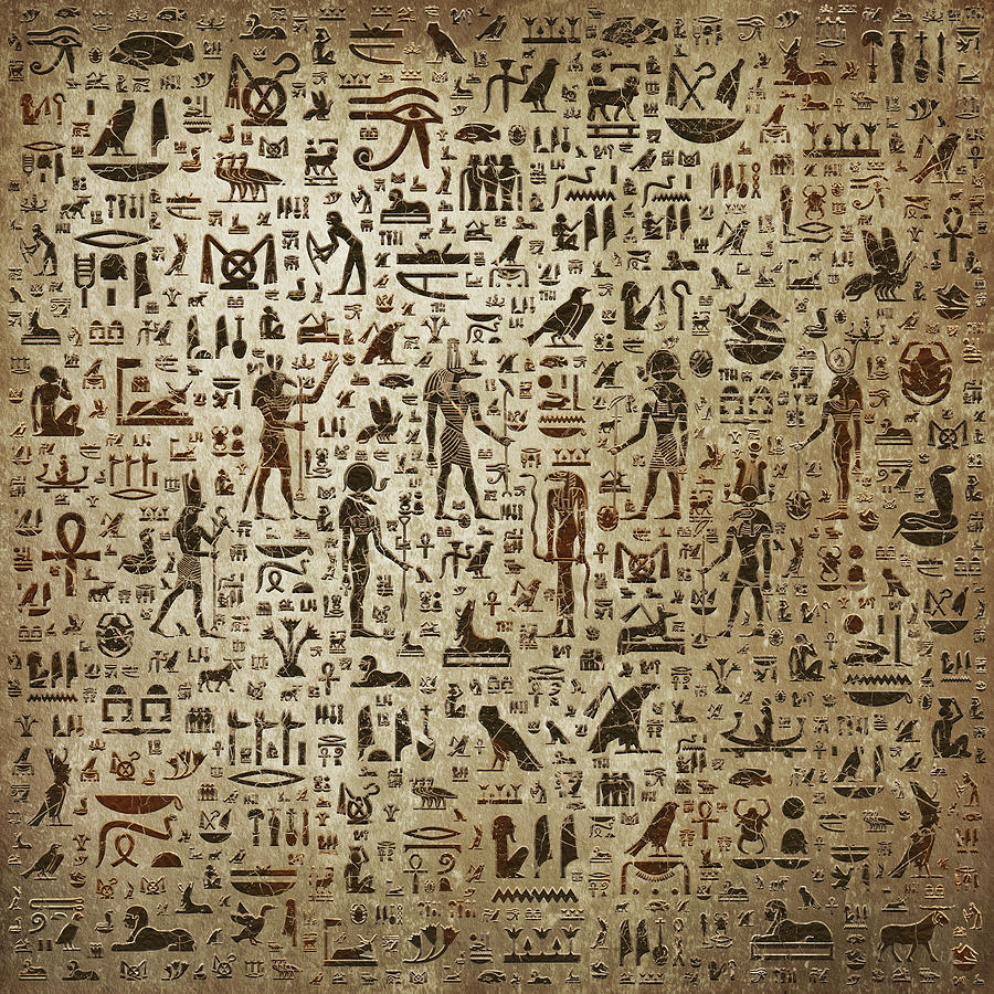 Ancient Egyptian Gods and hieroglyphs - Vintage and gold Digital Art by ...