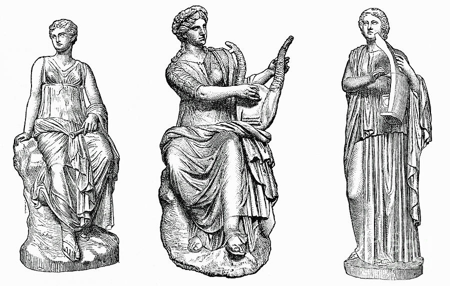 Music Drawing - Ancient Greek Muses Of Music And Dance by Print Collector