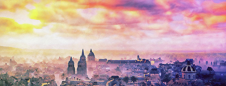Ancient Paris Cityscape Painting by AM FineArtPrints