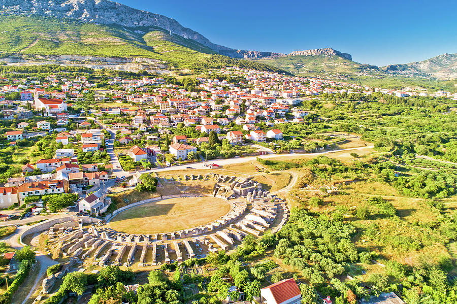 Ancient Salona or Solin amphitheater aerial view Photograph by Brch Photography