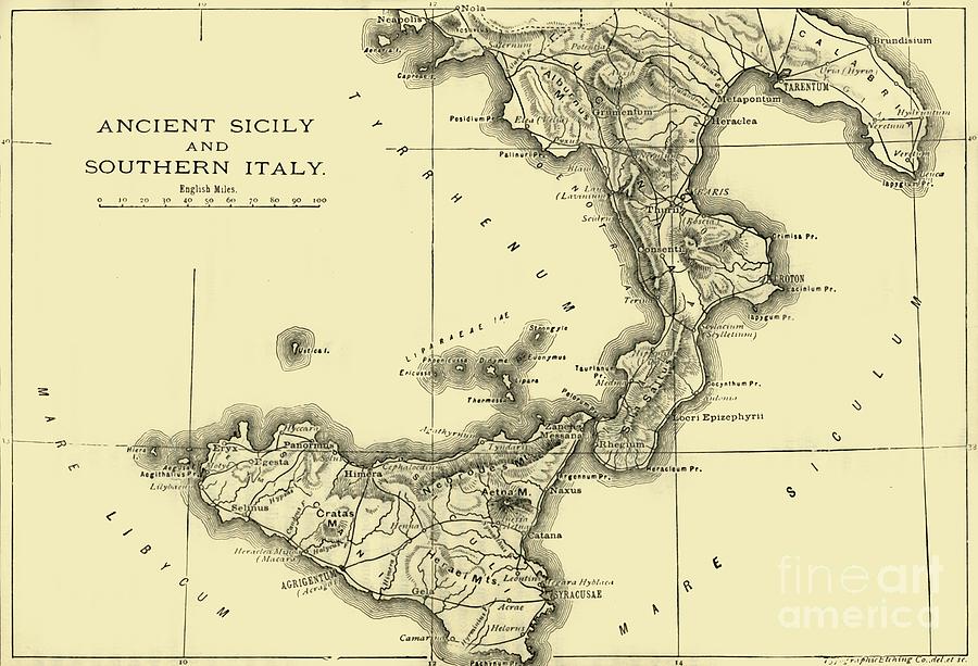 Ancient Sicily And Southern Italy Drawing by Print Collector