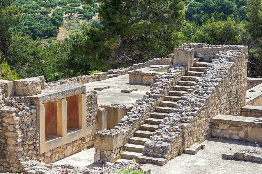 Ancient Stairs In The Grounds Of The Palasr Of Knossos Crete Greece