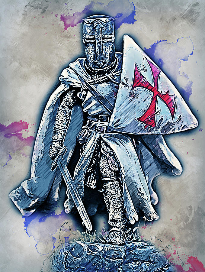 Ancient Templar Knight - 16 Painting by AM FineArtPrints