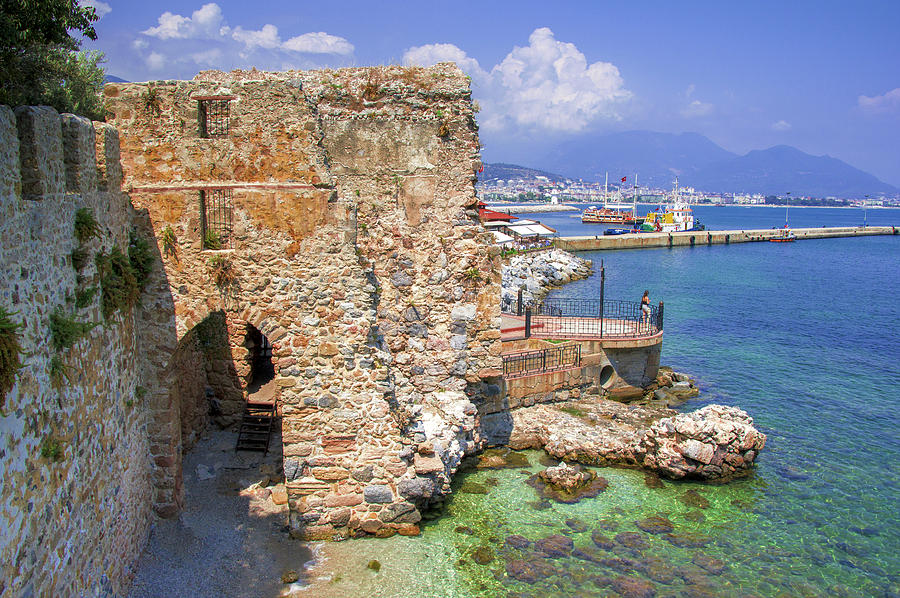 Ancient wall at the harbor of Alanya Photograph by Sun Travels