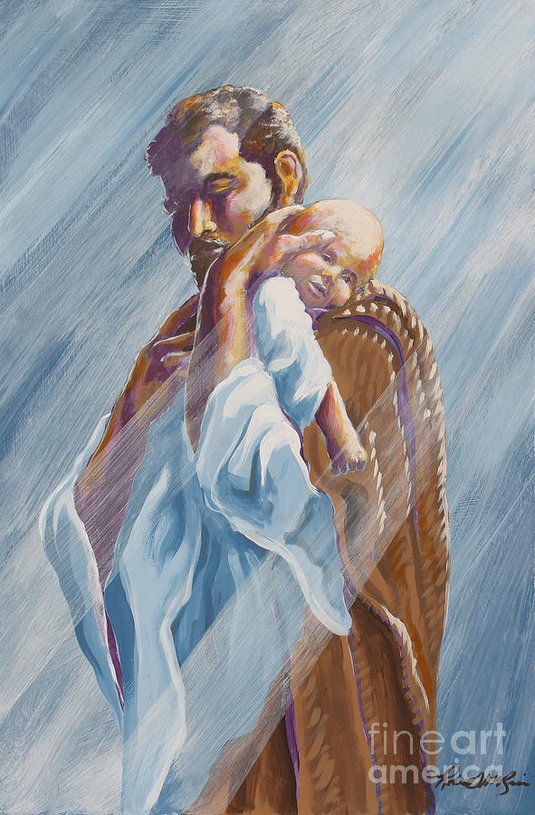 And Joseph Named Him Jesus Painting by Robert D McBain