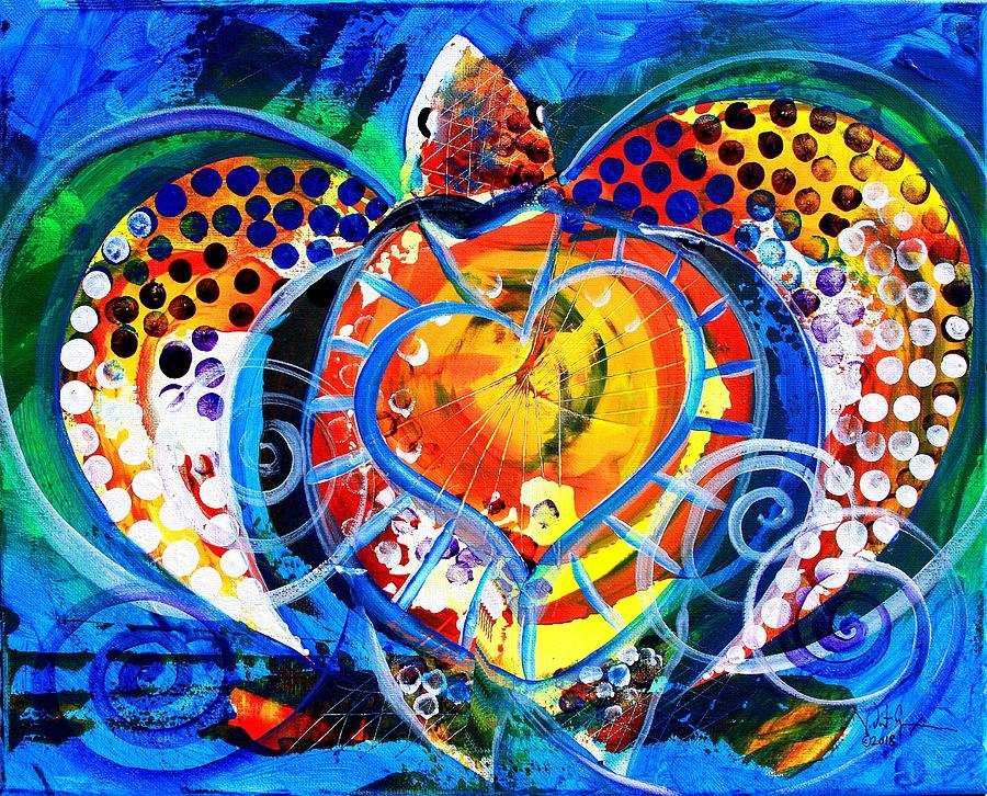 And the Sea Turtle Had a Heart Painting by J Vincent Scarpace