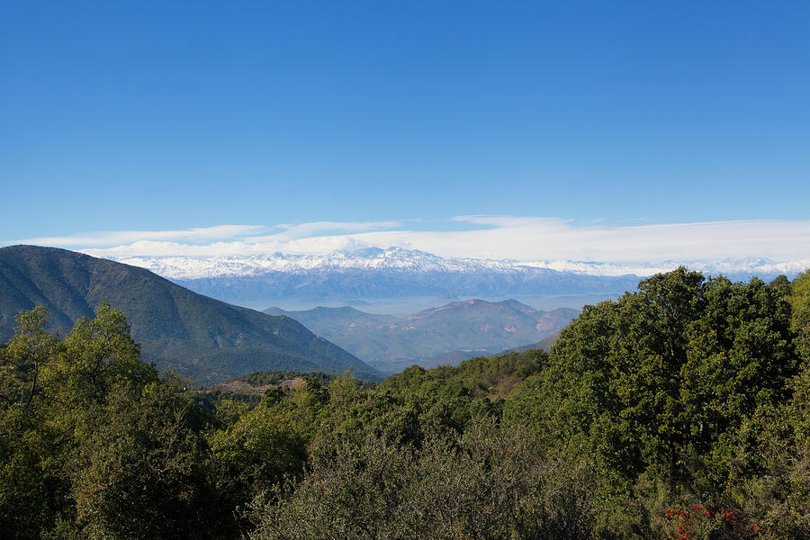 Andes Landscape With Blue Sky, Santiago, Chile Digital Art by Reb ...