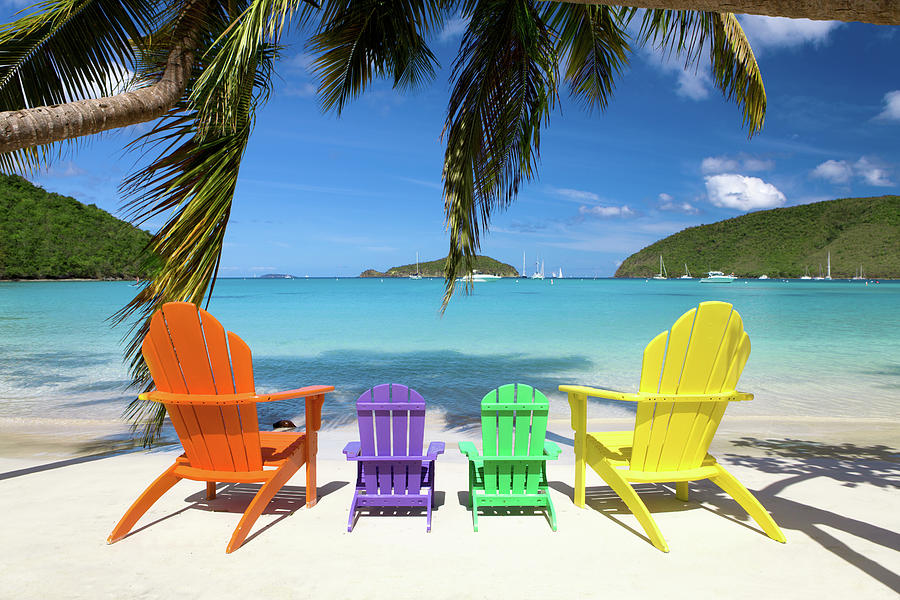 Andirondack Chairs At A Beach In The Photograph by Cdwheatley