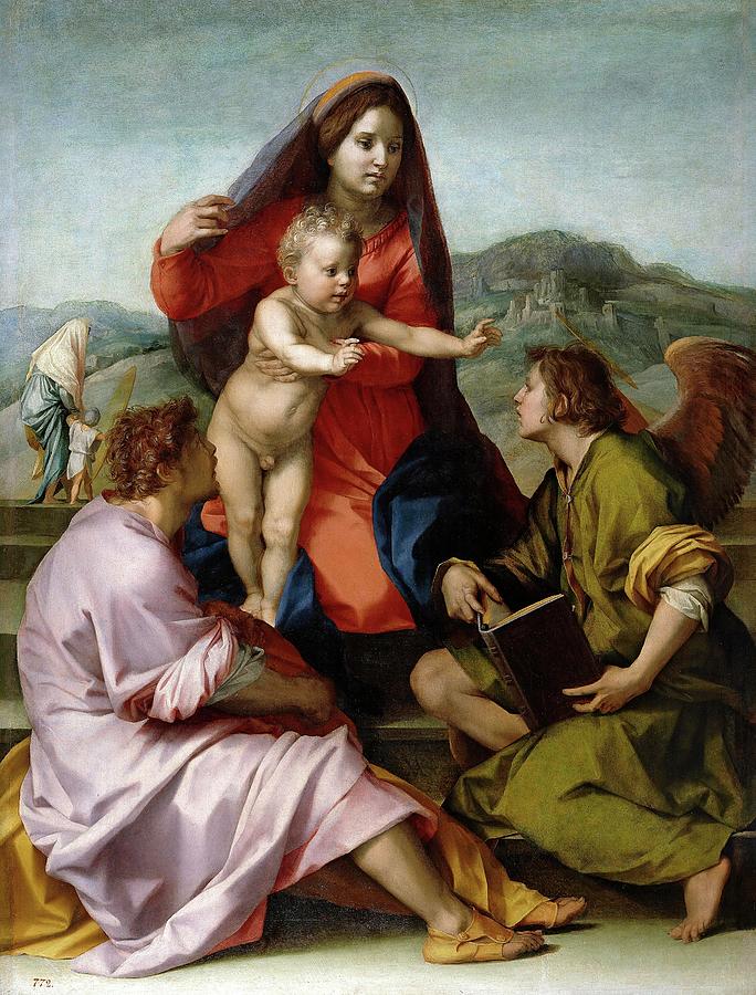 Andrea del Sarto / The Virgin and Child between Saint Matthew and an Angel, 1522, Italian School. Painting by Andrea del Sarto -1486-1530-