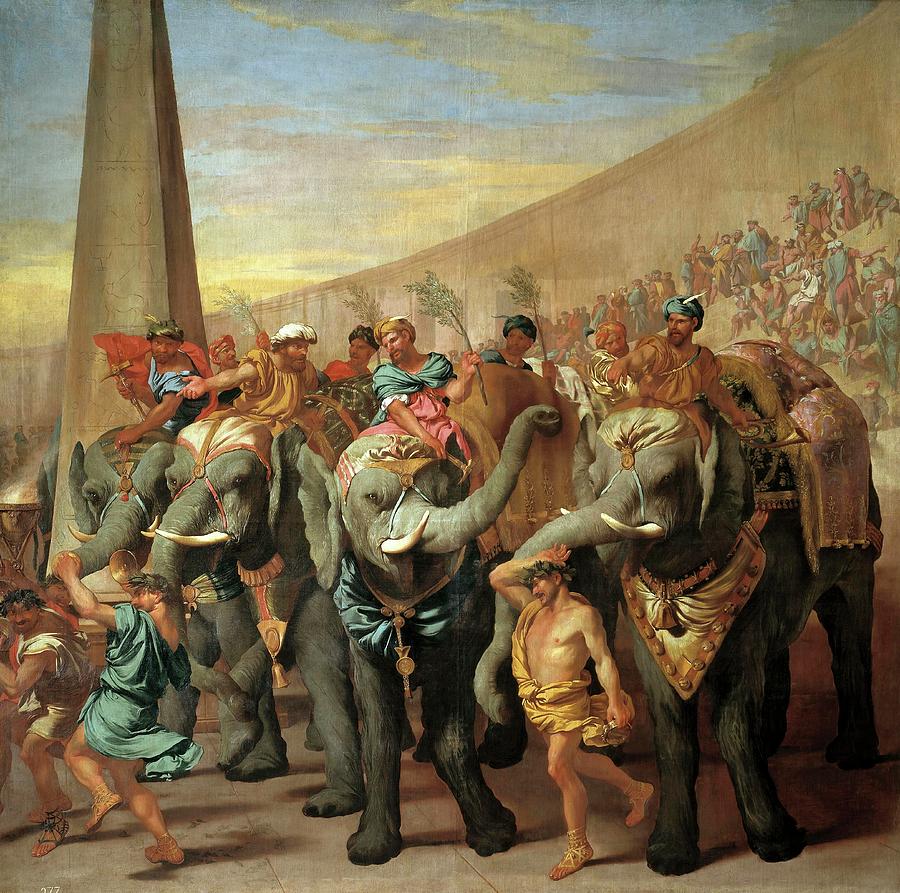 Andrea di Lione / Elephants in a Roman Circus, ca. 1640, Italian School. Painting by Andrea di Lione -1610-1685-