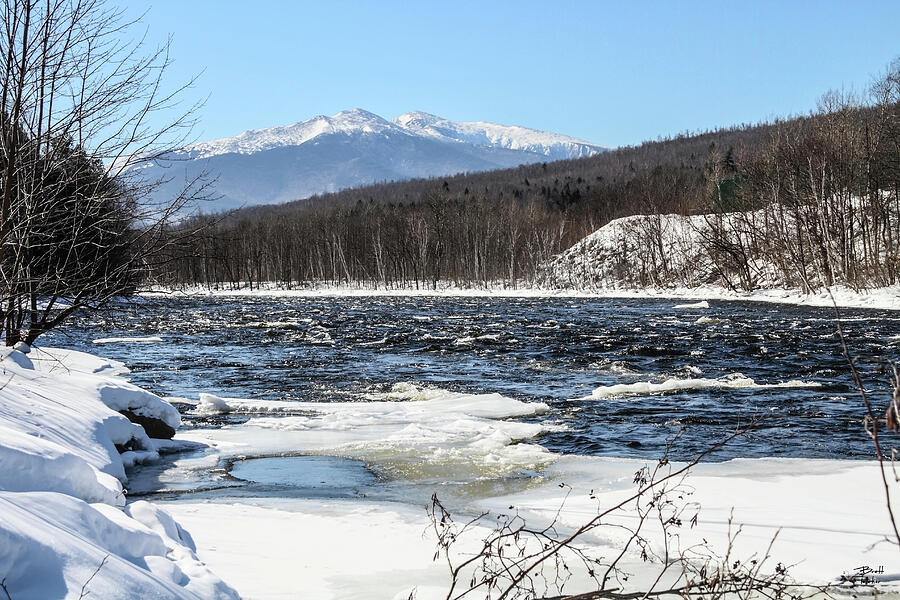 Androscoggin River with Mount Madison and Adams Photograph by Brett Pelletier