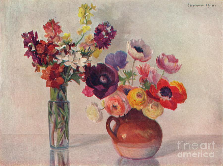Anemones And Wallflowers, C1909 Drawing by Print Collector
