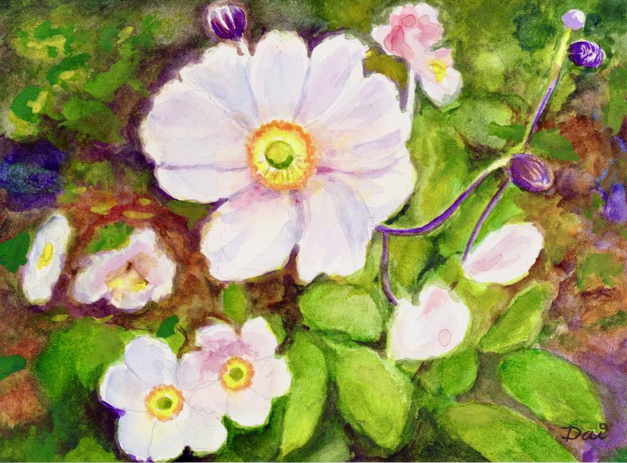 Anemones Birthday Card Painting by Dai Wynn
