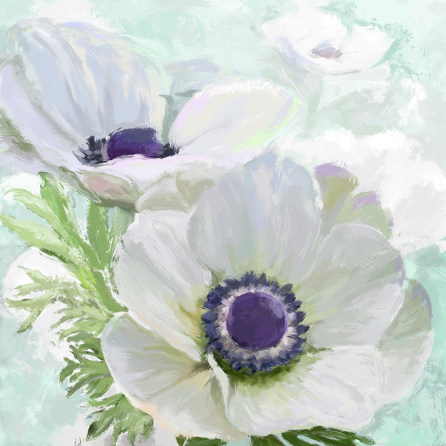 Poppy Mixed Media - Anenome White by Art Licensing Studio