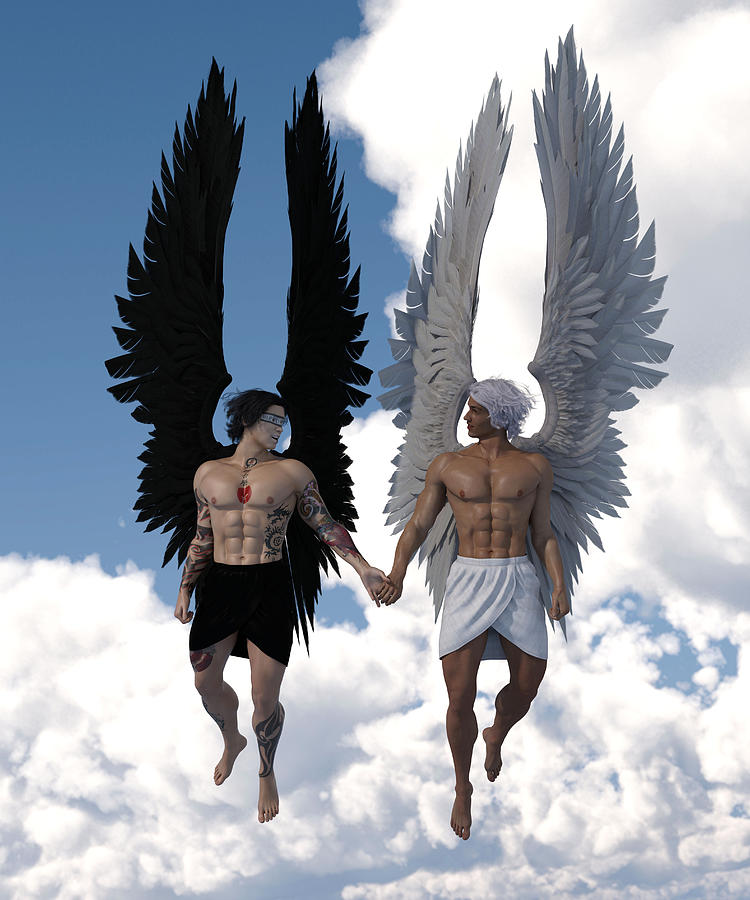 Angel Couple 1 Digital Art by Barroa Artworks - Pixels