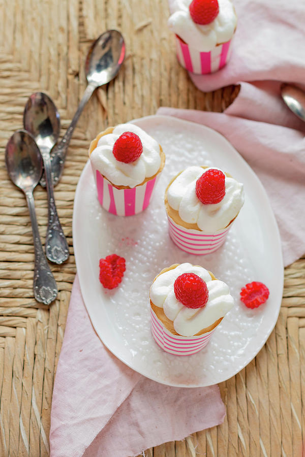 Angel Food Raspberry Cupcakes Photograph by Alice Del Re