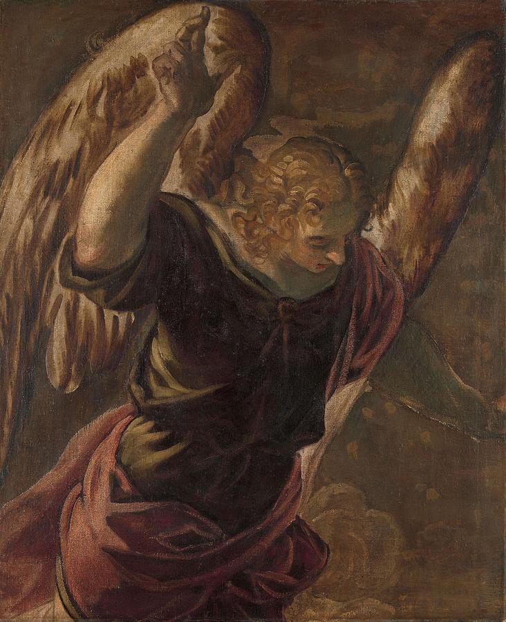 Angel from the Annunciation to the Virgin. Painting by Jacopo Tintoretto