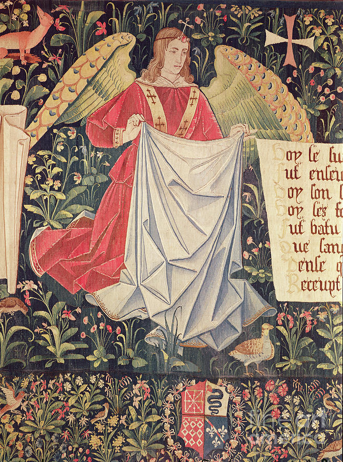 Angel Holding The Shroud, Detail From The Angels Bearing Instruments Of The Passion, Tapestry Mixed Media by French School