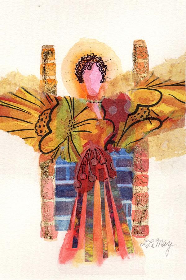 Angel in a Gold Necklace Mixed Media by Lucy Lemay