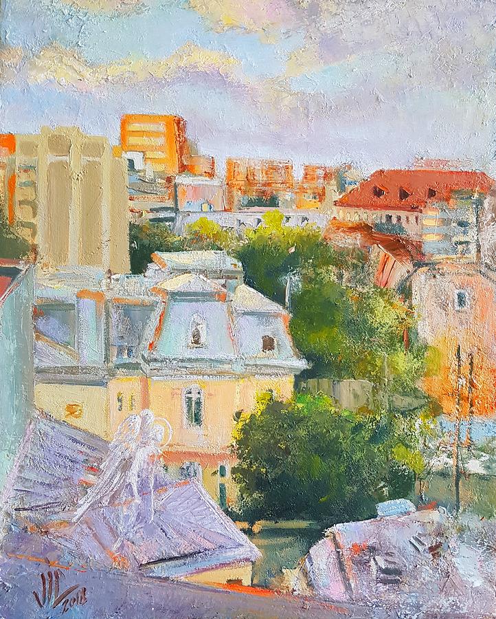 Angel on a rooftop looking at the world Painting by Vali Irina Ciobanu ...