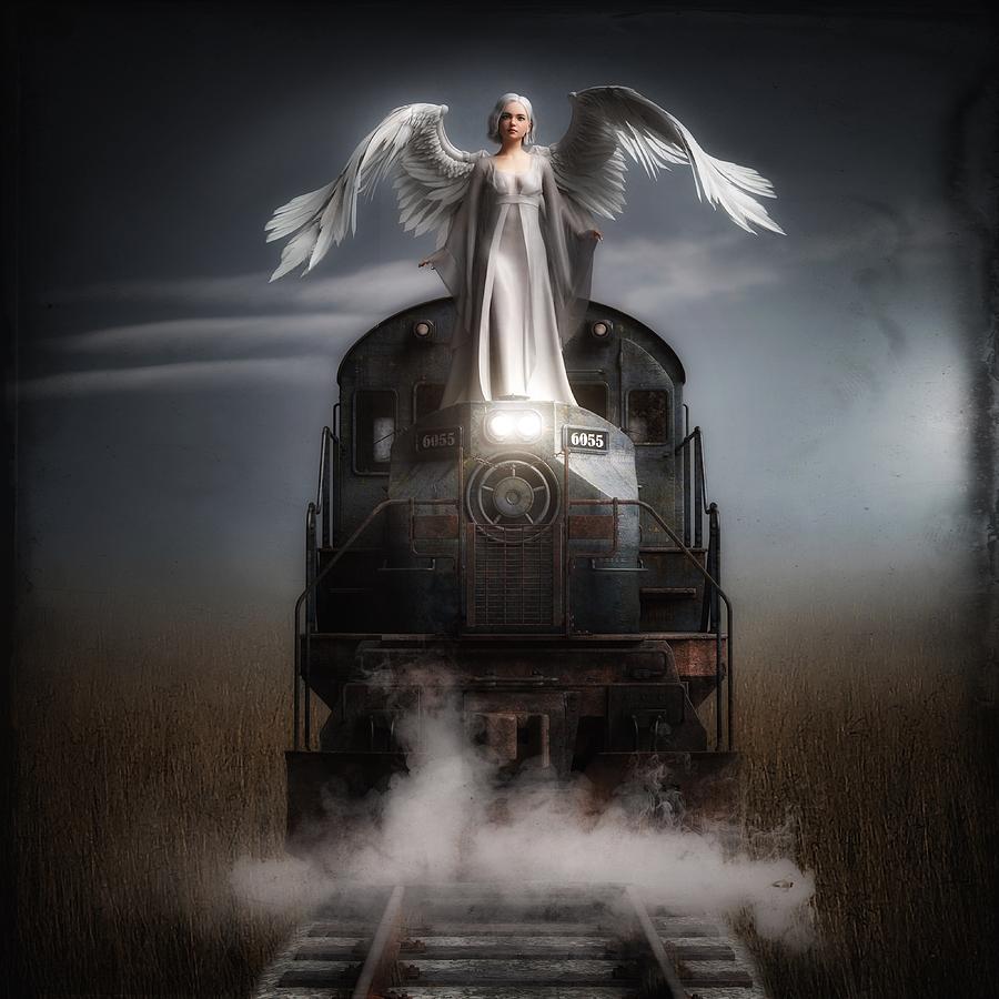 Angel on Train Digital Art by Alisa Williams
