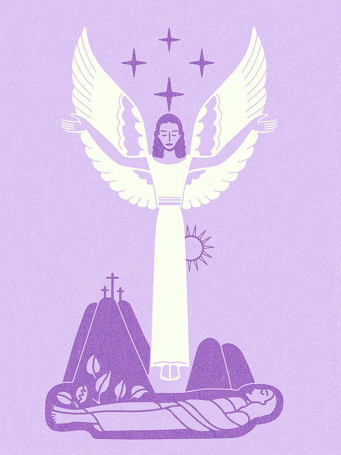 Easter Drawing - Angel Over Jesus by CSA Images