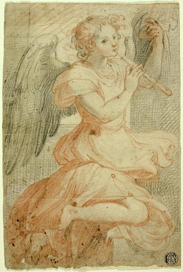 Angel Playing A Flute Drawing by Circle Of Giuseppe Cesari - Fine Art ...