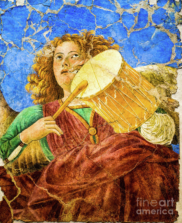 Angel Playing the Drum and the Flute Painting by M G Whittingham