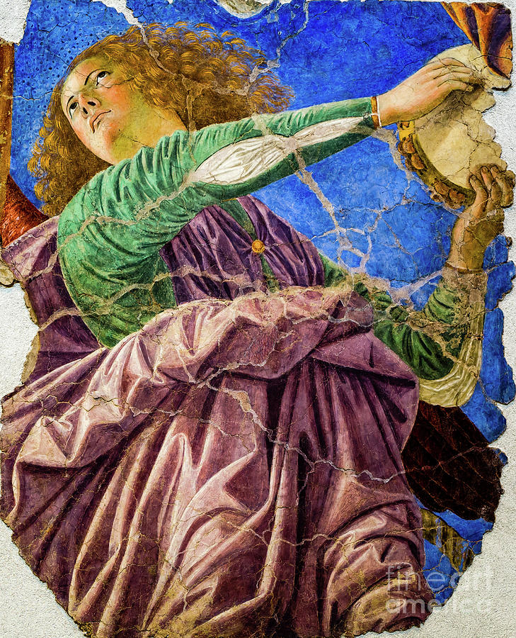 Angel Playing the Tambourine Painting by M G Whittingham