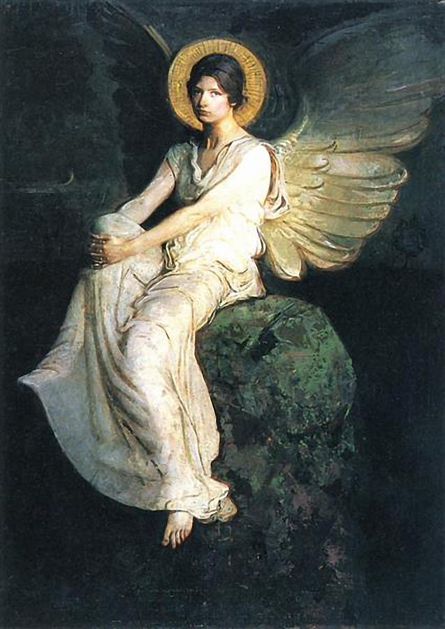 Angel Waiting 19 century Mixed Media by Abbott Handerson Thayer