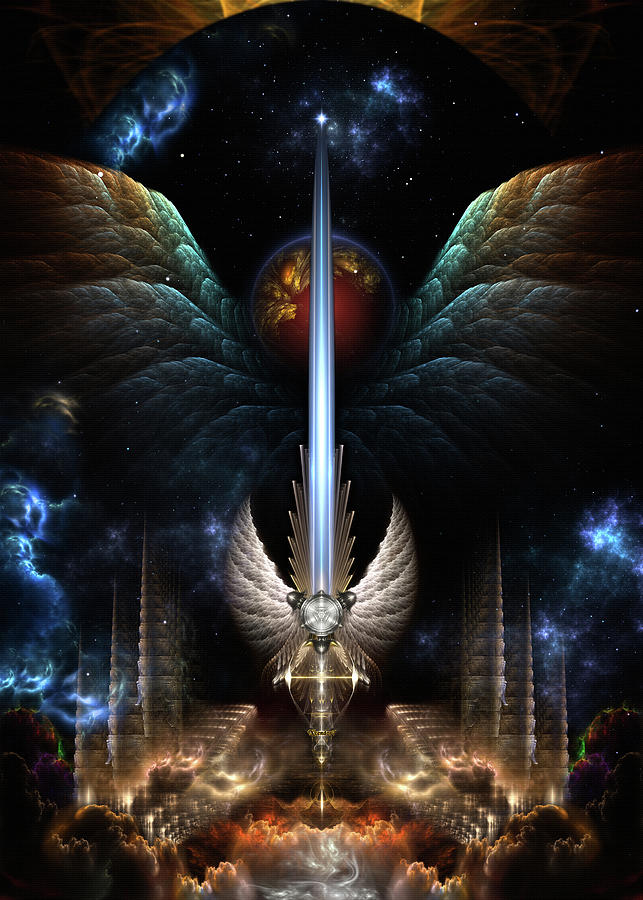Angel Wing Sword Of Arkledious Imperial Wings Fractal Art Composition Digital Art by Rolando Burbon