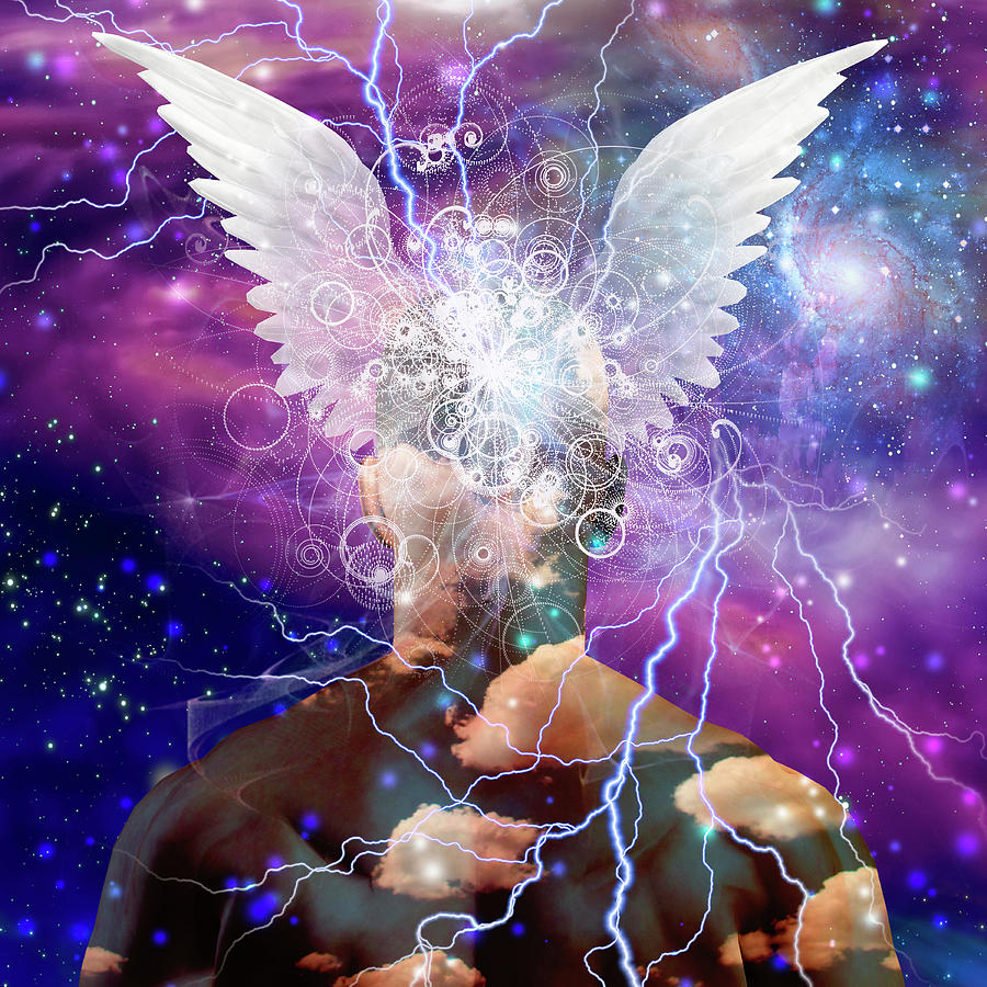 Illustration Photograph - Angel Wings On A Mans Head, Starry by Bruce Rolff Illustration Photograph - Angel Wings On A Mans Head, Starry by Bruce Rolff