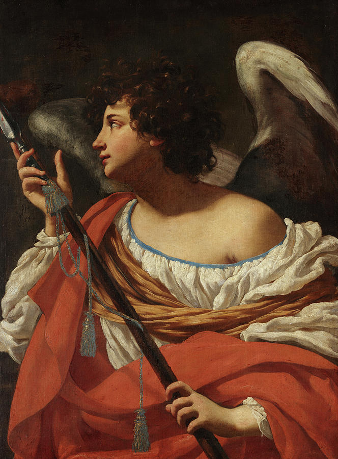 Simon Vouet Painting - Angel with a Spear, 1627 by Simon Vouet