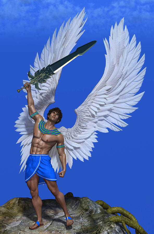 Angel With Sword 2 Digital Art By Barroa Artworks