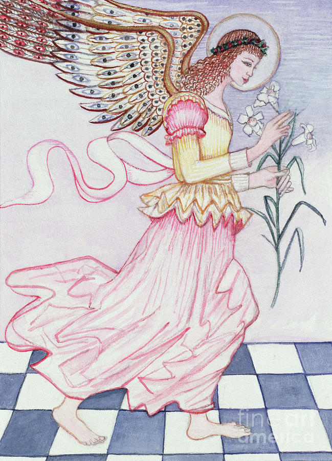 Angel With Tiger Lily Painting by Gillian Lawson