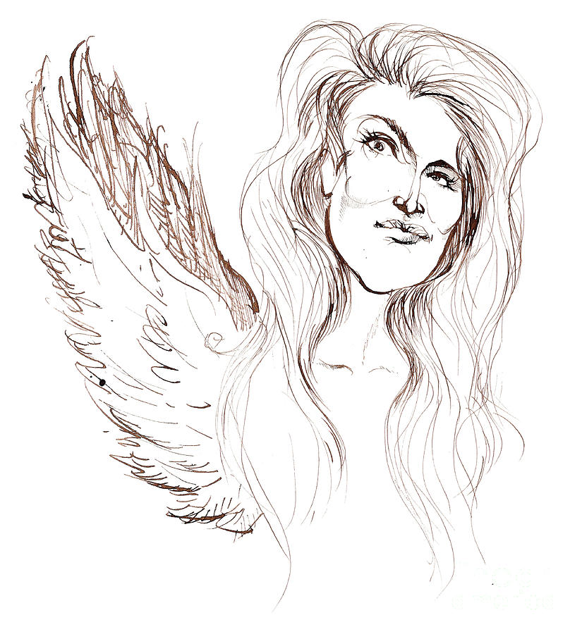 Angela Carter, English Novelist And Journalist; Caricatured With Wings ...