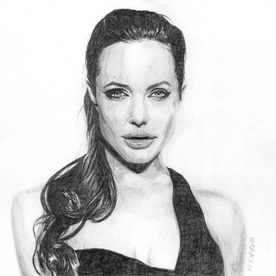 Angelina Jolie Drawing - Angelina by Michel Ravey Angelina Jolie Drawing - Angelina by Michel Ravey