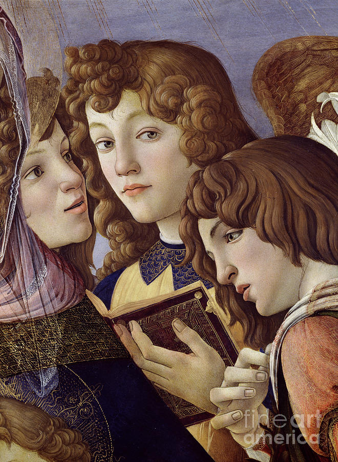 Angels From The Madonna Della Melagrana, Detail Painting by Sandro Botticelli