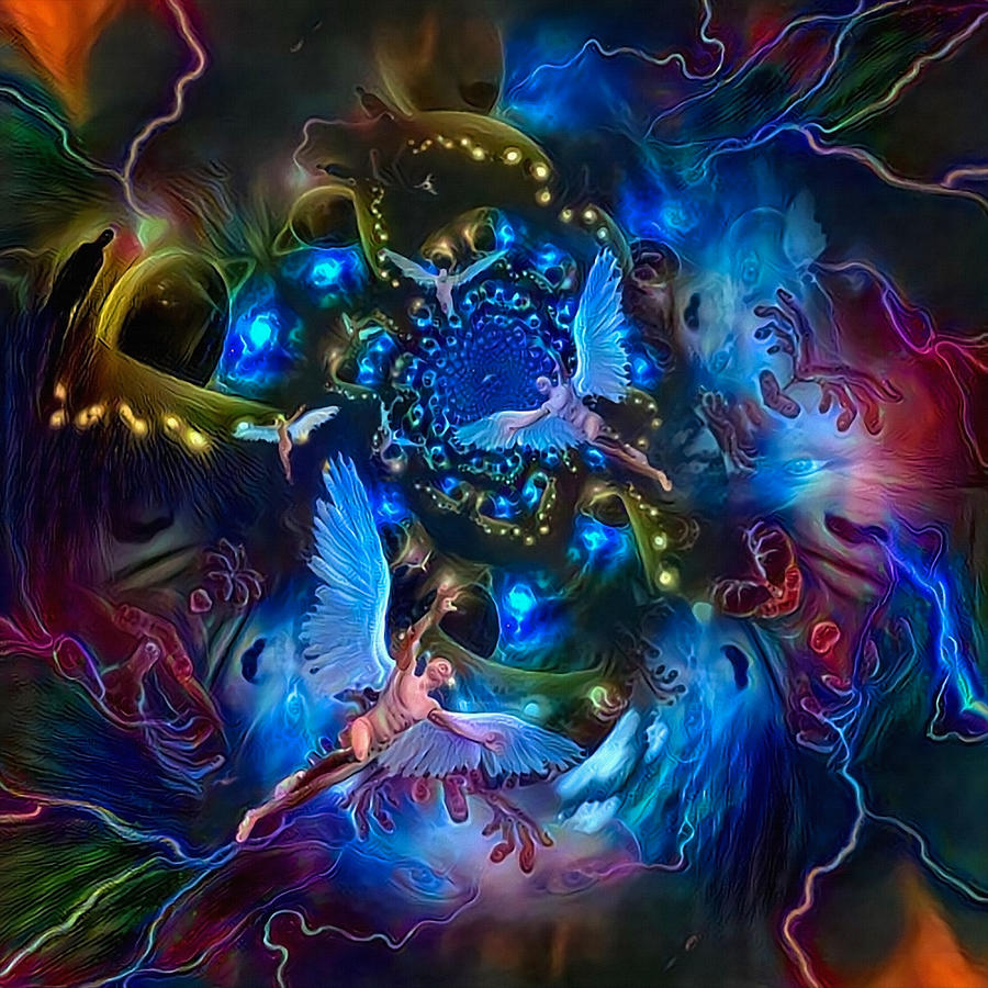 Angels In Colorful Tunnel Digital Art
