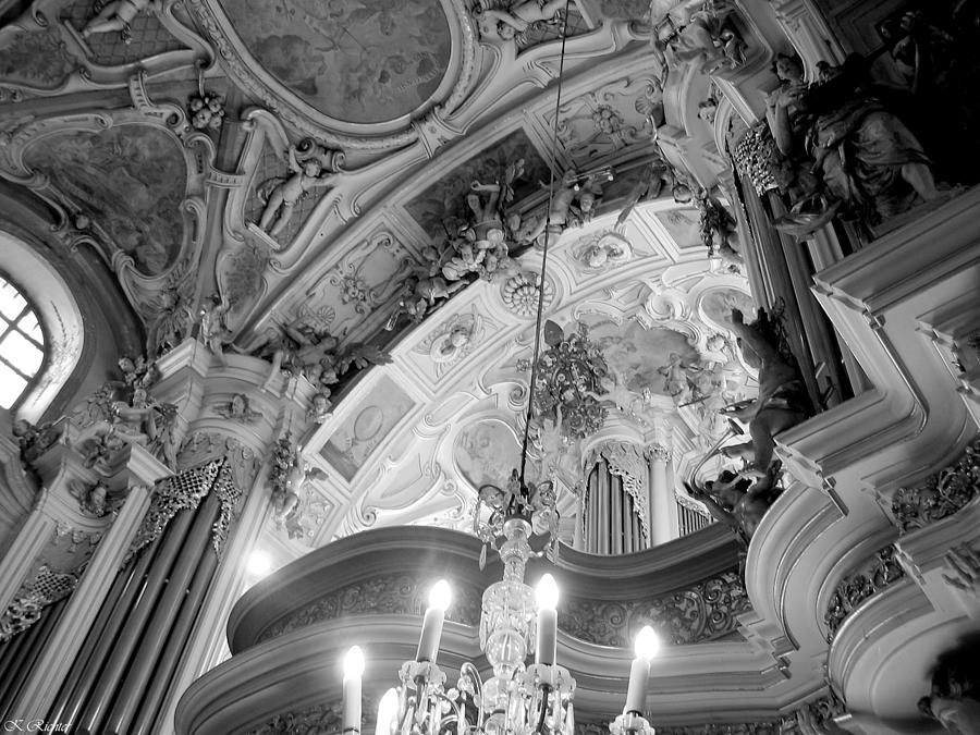 Angels watching over us from the beautiful Baroque high church ceiling Photograph by Keiko Richter