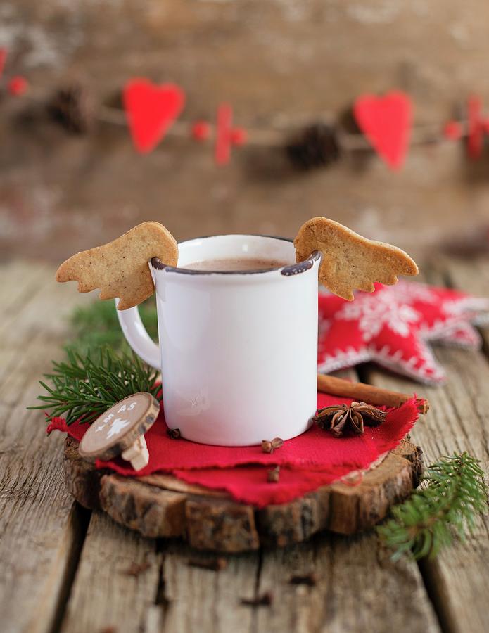 Angels Wings Sables On An Enamel Mug christmas Photograph by Sonia Chatelain