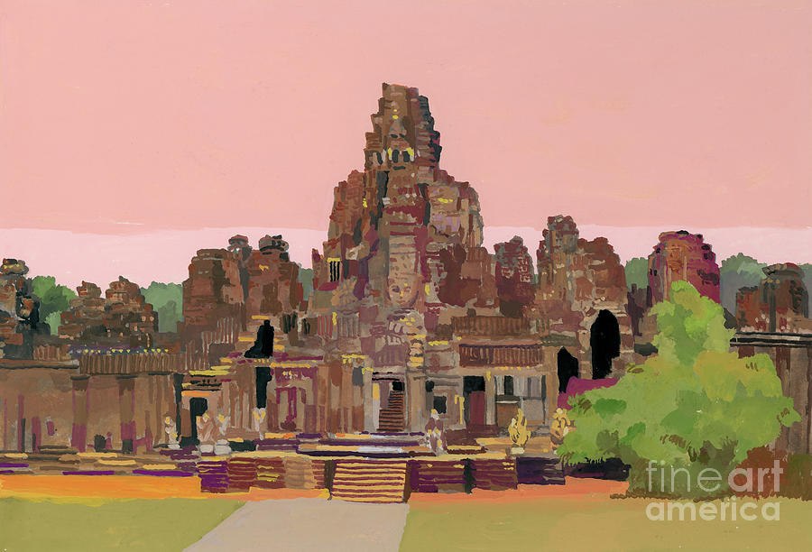 Angkor Thom In Cambodia Painting by Hiroyuki Izutsu