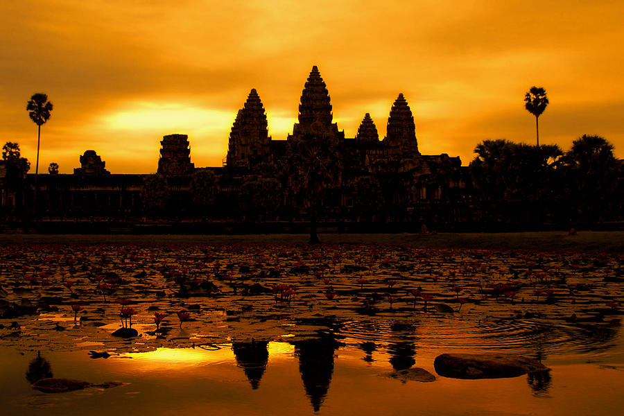 Angkor Wat At Sunrise Photograph by David Lazar