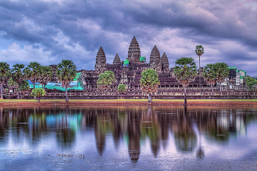 Angkor Wat Buddhist Temple  - Cloudy Photograph by Marty Windle