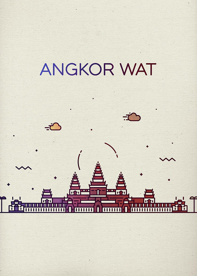 Angkor Wat Mixed Media - Angkor Wat City Skyline Whimsical Fun Tall Bright Series by Design Turnpike Angkor Wat Mixed Media - Angkor Wat City Skyline Whimsical Fun Tall Bright Series by Design Turnpike