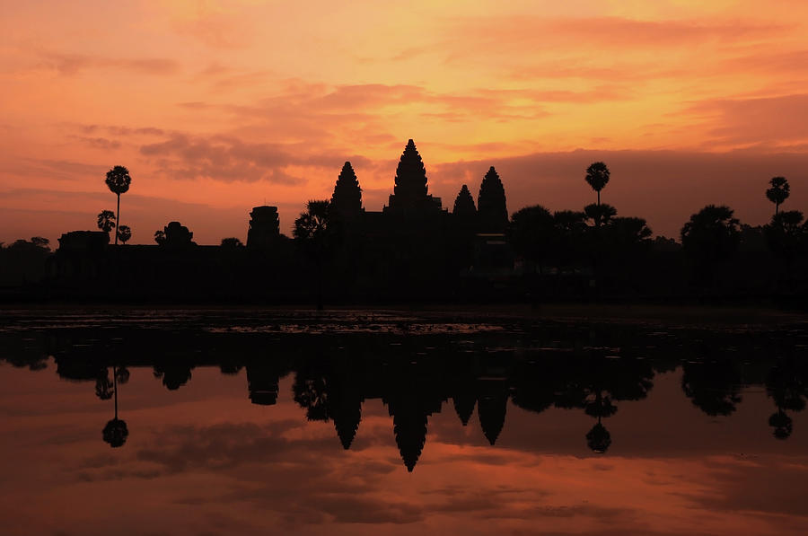 Angkor Wat Silhouette Sunrise Time Photograph by Dangdumrong