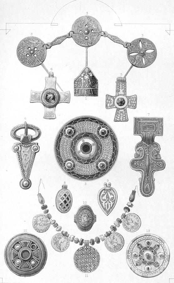 Anglo-saxon Relics Personal Ornaments Drawing by Print Collector